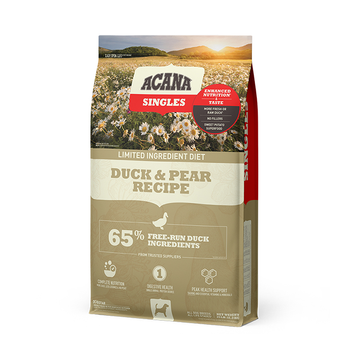 2.1. DS ACANA Singles Dog Duck & Pear Recipe Back Right 25lb